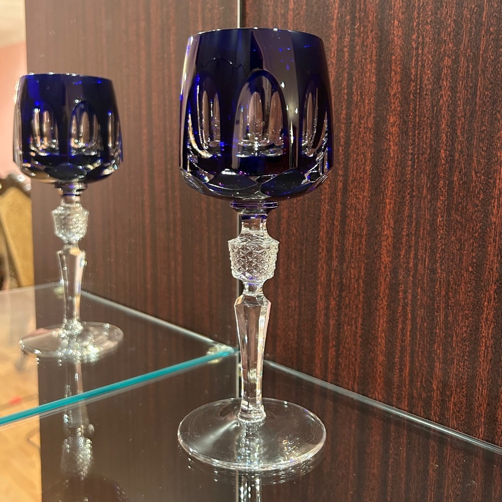 Antika by Nachtmann 8" Tall Crystal Cobalt Blue Hock Wine Glass